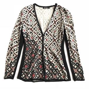 Nic+Zoe Geometric Pretzel Chain Linked Cardigan, S